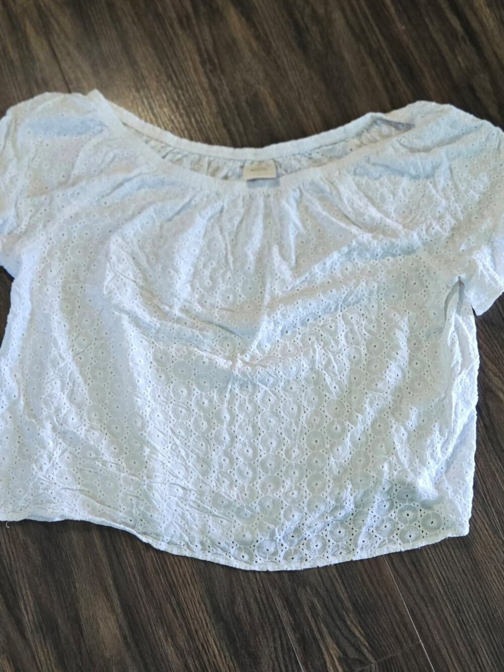 KNOX ROSE Boho/Peasant Style 100% Cotton White Eyelet Tunic Blouse SIZE XL - Picture 1 of 5